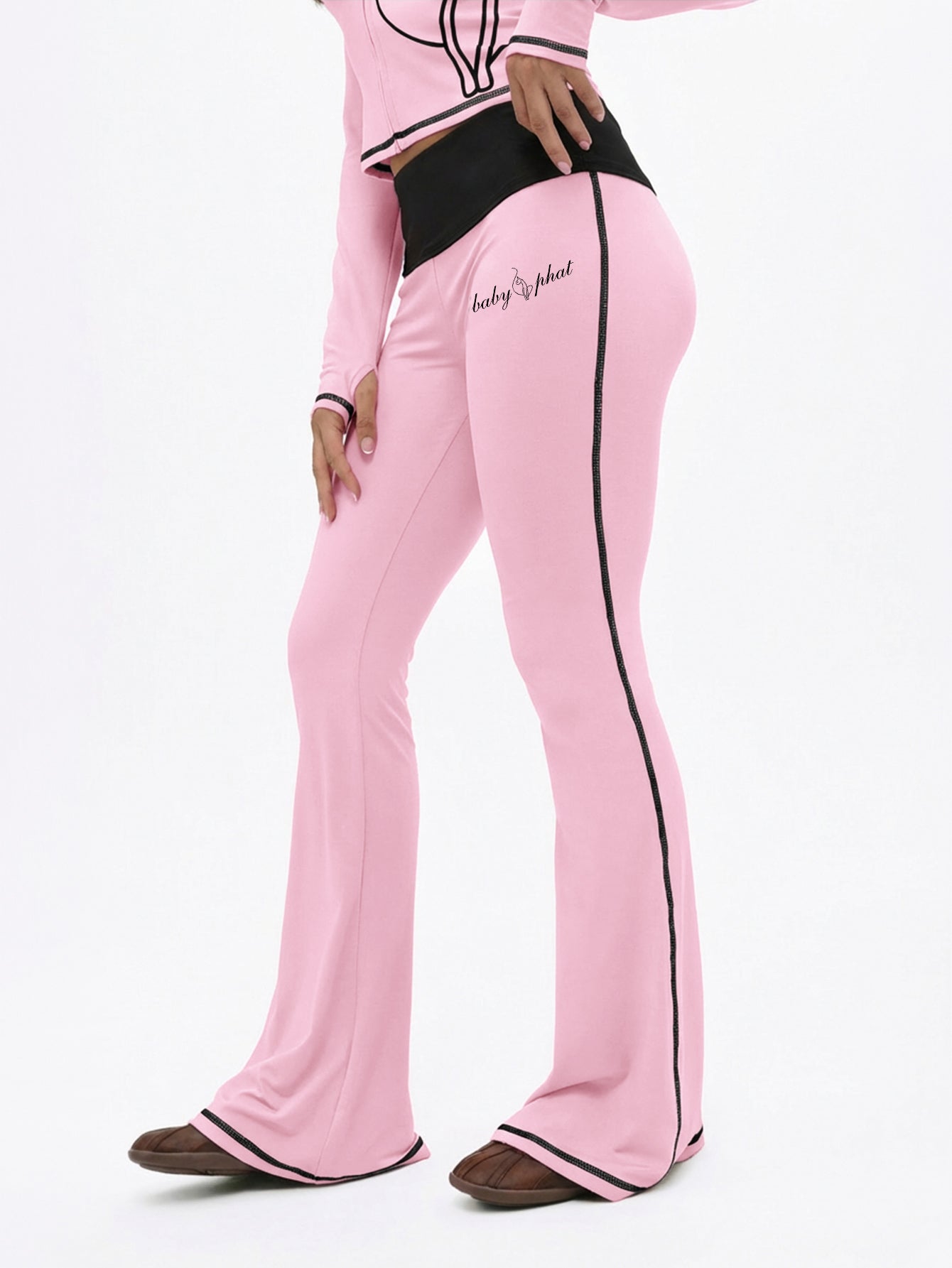 Foldover Flare Legging with Contrast Stitching