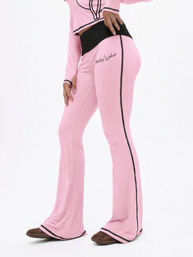 Foldover Flare Legging with Contrast Stitching