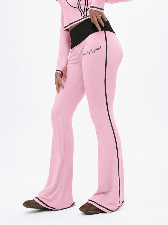 Foldover Flare Legging with Contrast Stitching