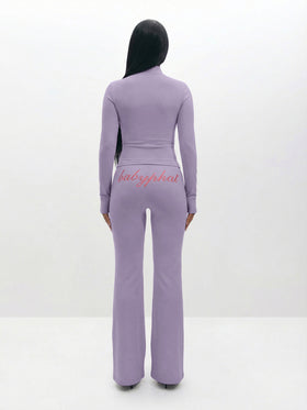 Long Sleeve High Neck Zip Up Top