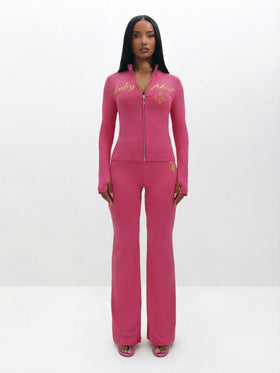Long Sleeve High Neck Zip Up Top