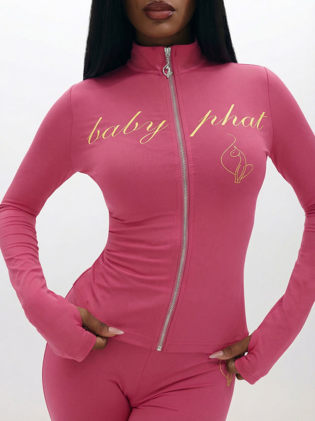 Long Sleeve High Neck Zip Up Top