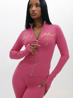 Long Sleeve High Neck Zip Up Top