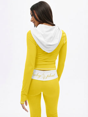 Zip Up Hooded Top with Contrast Stitching