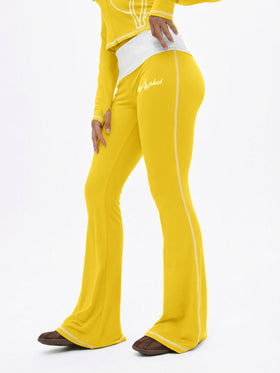 Foldover Flare Legging with Contrast Stitching