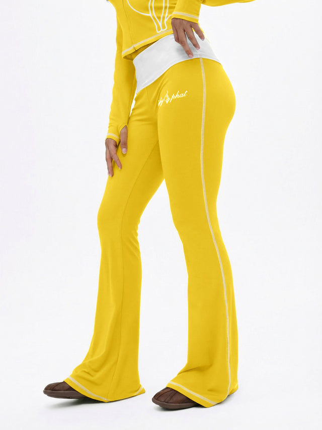 Foldover Flare Legging with Contrast Stitching
