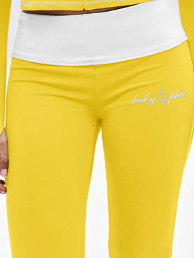 Foldover Flare Legging with Contrast Stitching