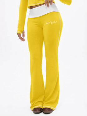 Foldover Flare Legging with Contrast Stitching