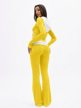 Foldover Flare Legging with Contrast Stitching
