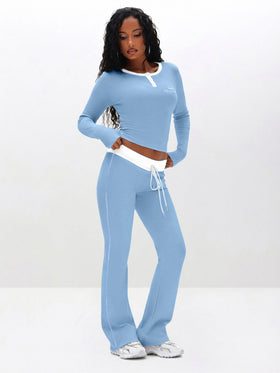 Contrast Trim Bootcut Pant