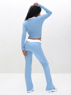 Contrast Trim Bootcut Pant