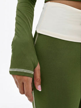 Zip Up Hooded Top with Contrast Stitching