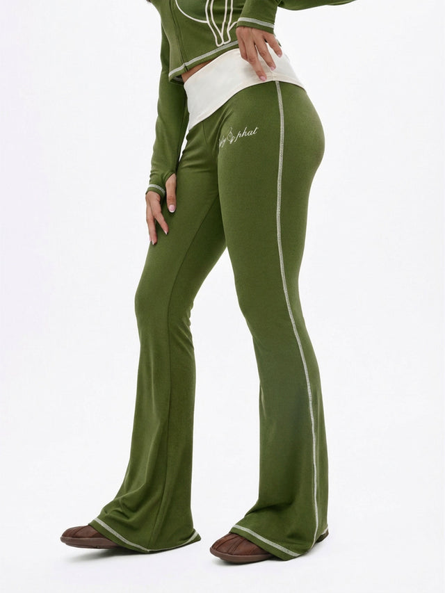 Foldover Flare Legging with Contrast Stitching