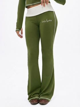 Foldover Flare Legging with Contrast Stitching