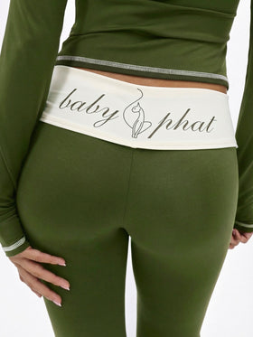 Foldover Flare Legging with Contrast Stitching