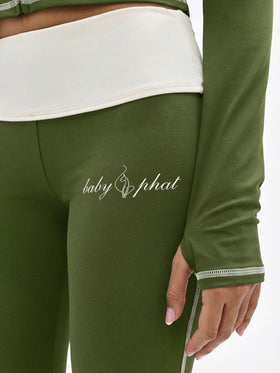 Foldover Flare Legging with Contrast Stitching