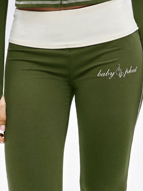 Foldover Flare Legging with Contrast Stitching