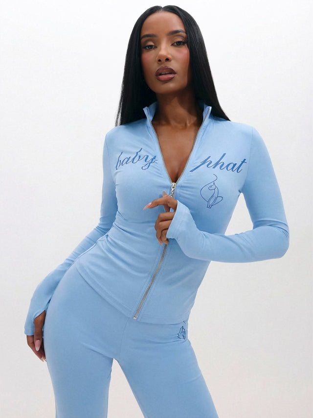 Long Sleeve High Neck Zip Up Top