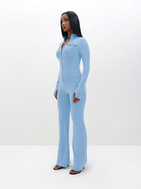 Long Sleeve High Neck Zip Up Top