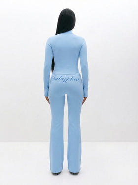 Long Sleeve High Neck Zip Up Top