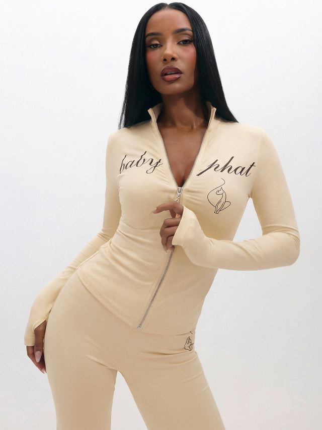Long Sleeve High Neck Zip Up Top