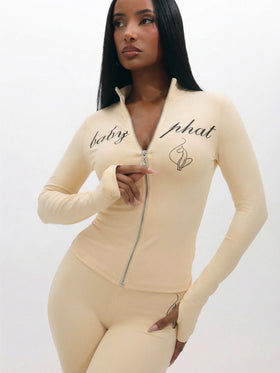Long Sleeve High Neck Zip Up Top