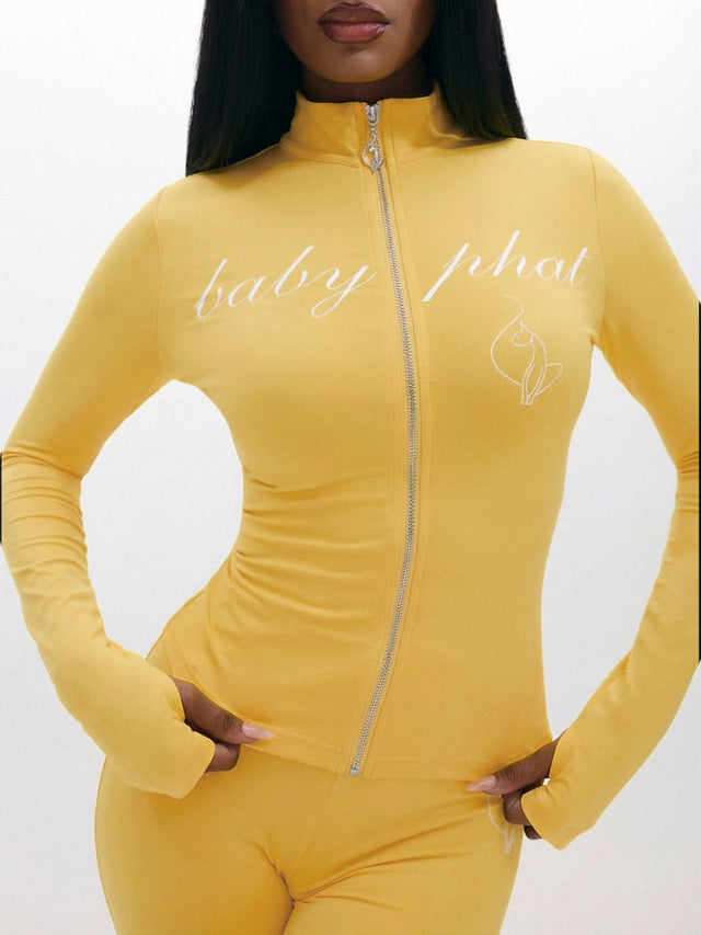 Long Sleeve High Neck Zip Up Top