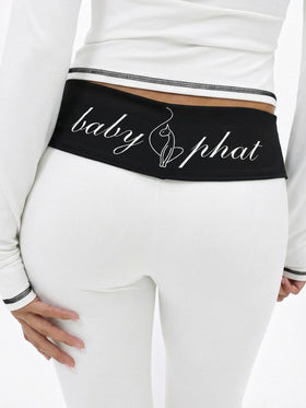 Foldover Flare Legging with Contrast Stitching