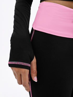 Zip Up Hooded Top with Contrast Stitching