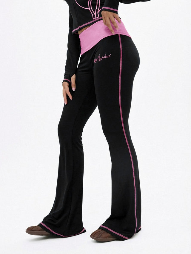 Foldover Flare Legging with Contrast Stitching
