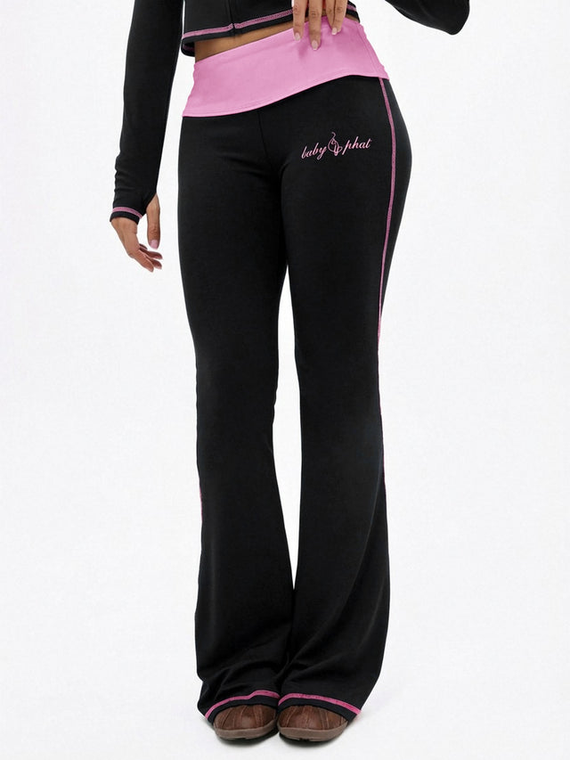 Foldover Flare Legging with Contrast Stitching