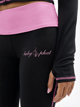 Foldover Flare Legging with Contrast Stitching