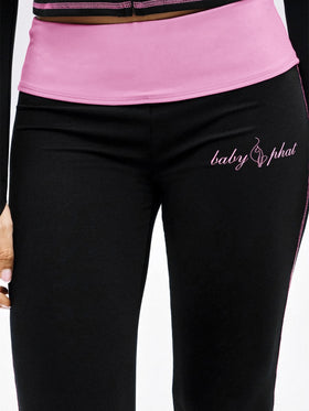 Foldover Flare Legging with Contrast Stitching