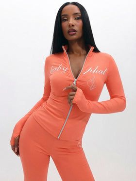Long Sleeve High Neck Zip Up Top