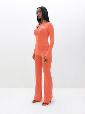Long Sleeve High Neck Zip Up Top