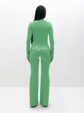 Long Sleeve High Neck Zip Up Top