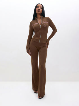 Long Sleeve High Neck Zip Up Top