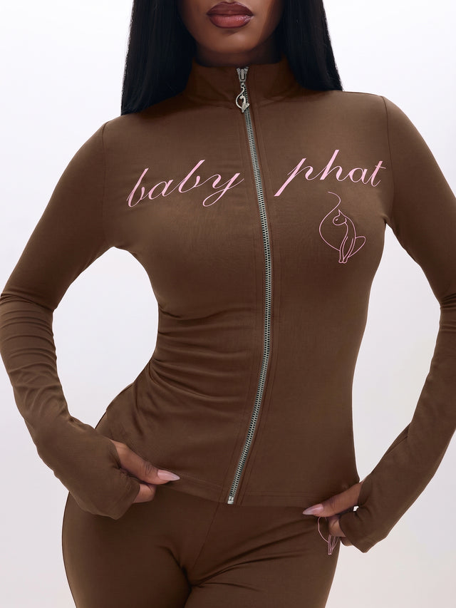 Long Sleeve High Neck Zip Up Top