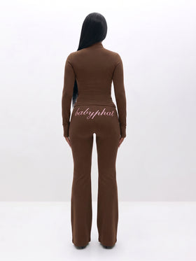 Long Sleeve High Neck Zip Up Top