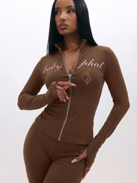 Long Sleeve High Neck Zip Up Top