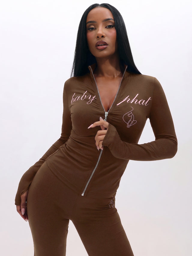 Long Sleeve High Neck Zip Up Top