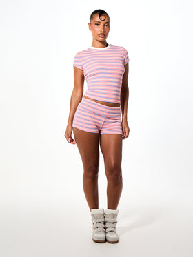 Striped Foldover Micro Short