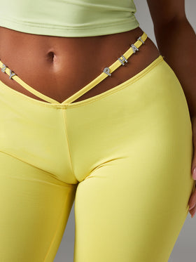 Logo Charm Cutout Flared Legging