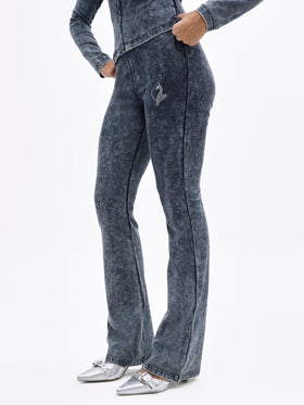 Denim Wash Jersey Flare Leggings