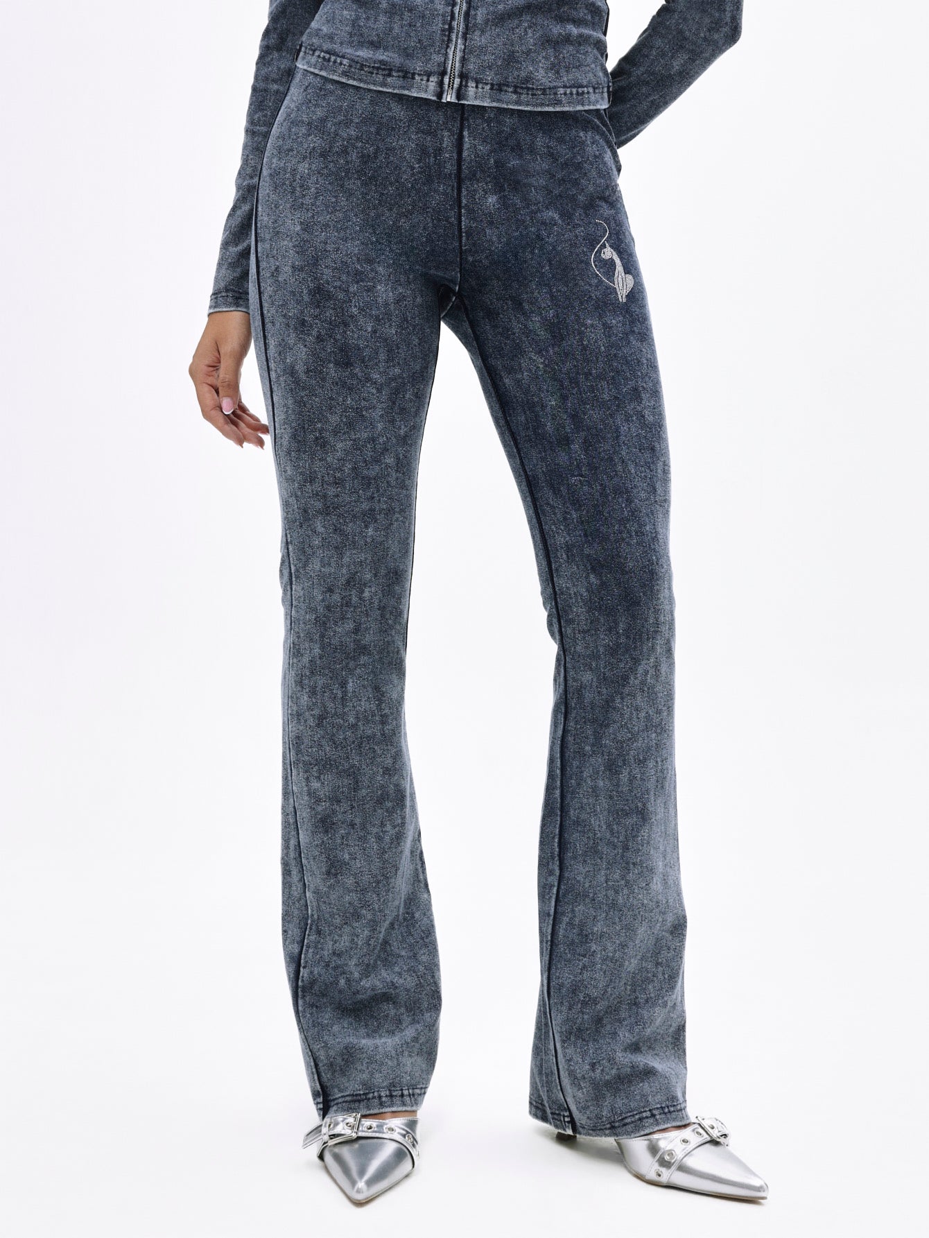 Denim Wash Jersey Flare Leggings