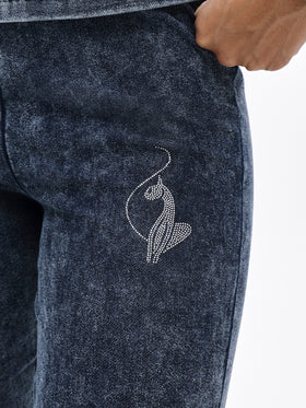 Denim Wash Jersey Flare Leggings