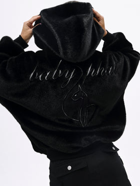 Oversized Hooded Faux Fur Jacket