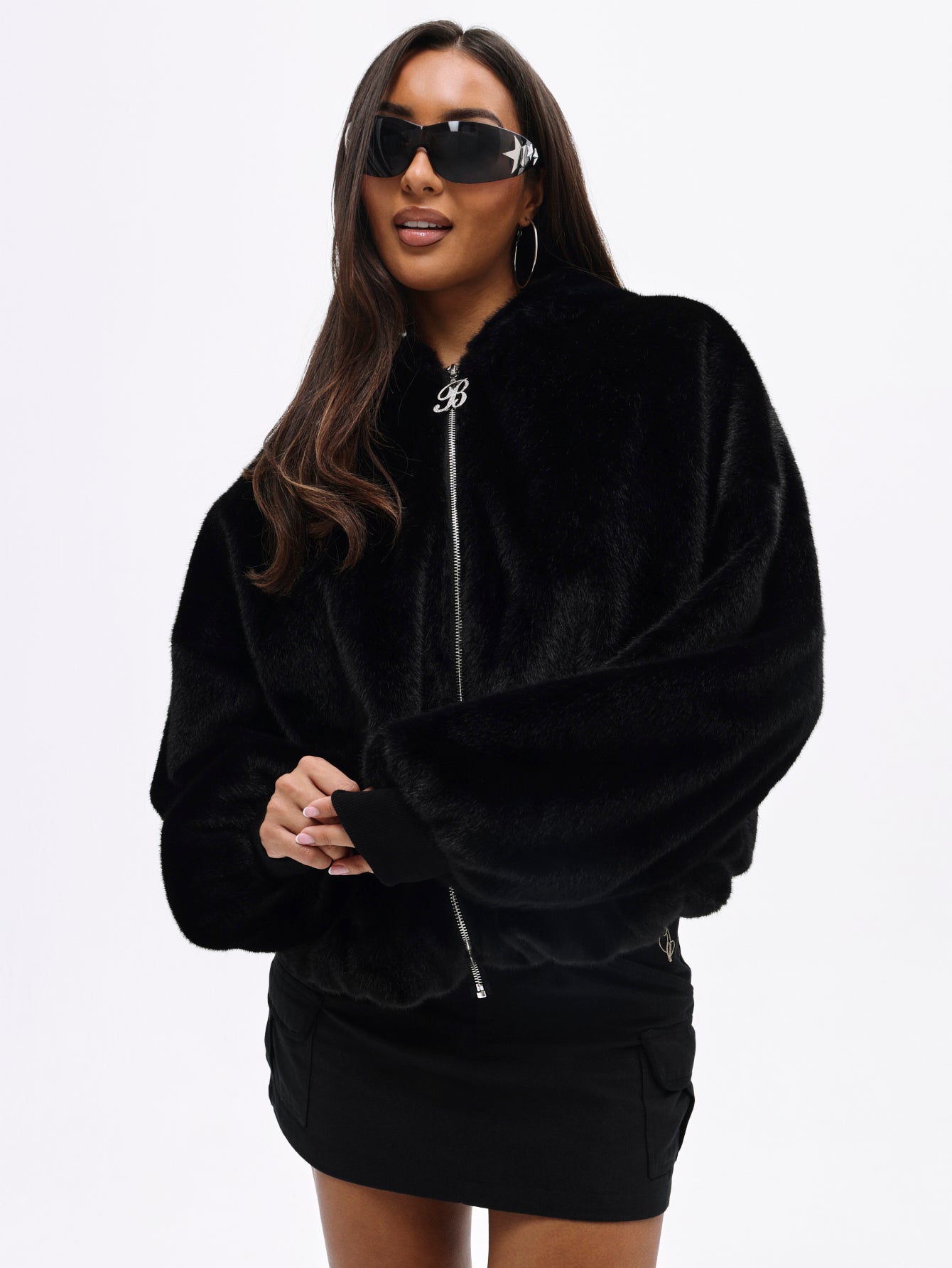 BABYPHAT オーバーサイズ フェイクファー フーデッド ボンバージャケット Oversized Hooded Faux Fur Jacket – Baby Phat