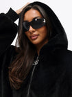 Oversized Hooded Faux Fur Jacket