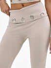 Fold Over Flare Leggings With Eyelets